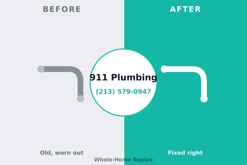 Before and after: plumbing company Rice Tracts, TX